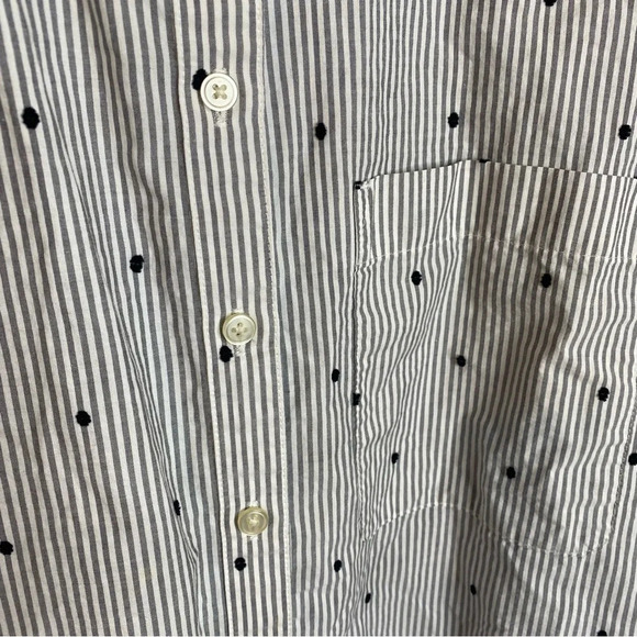 LOFT Clip Dot pin Stripe Long Sleeve Button Up Blouse XS - Picture 5 of 10